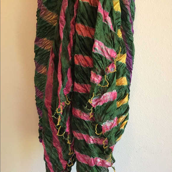 New Dark Green Striped Beach Scarf Wrap Pareo - Picture 8 of 10
